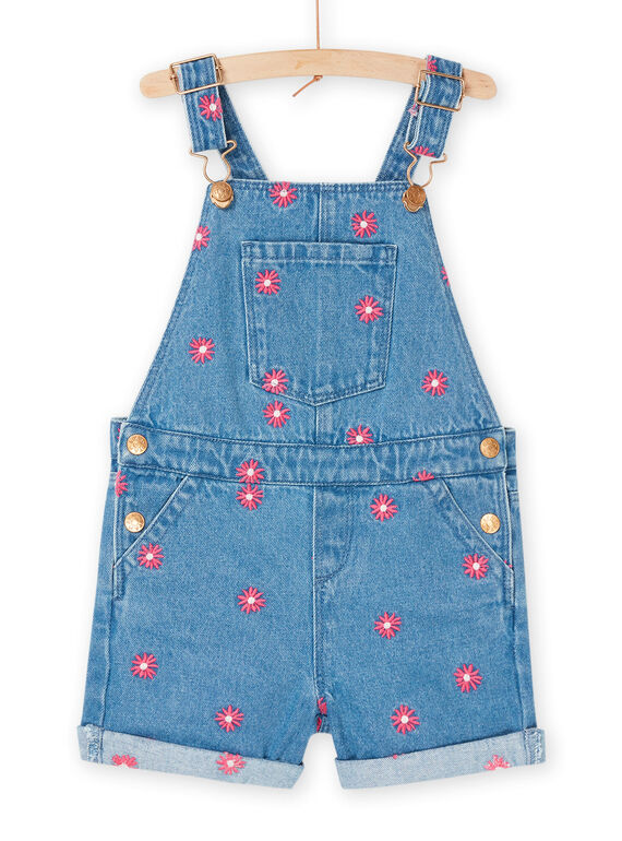 Salopette in jeans blu con ricami a fiori RAMAGSAC / 23S901T1SACP272