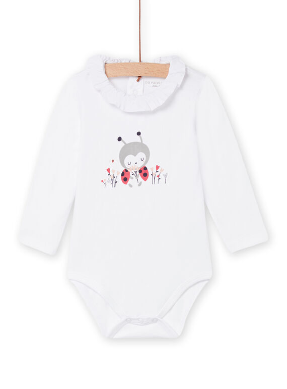 Body bianco con motivi coccinella e fiori nascita bambina NOU1BOD4 / 22SF0341BOD000