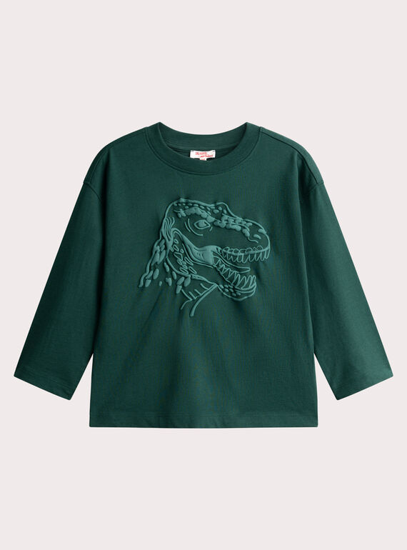 T-shirt verde pino animazione dino per ragazzo  VOJOTI1 / 24W902I3TMLG633