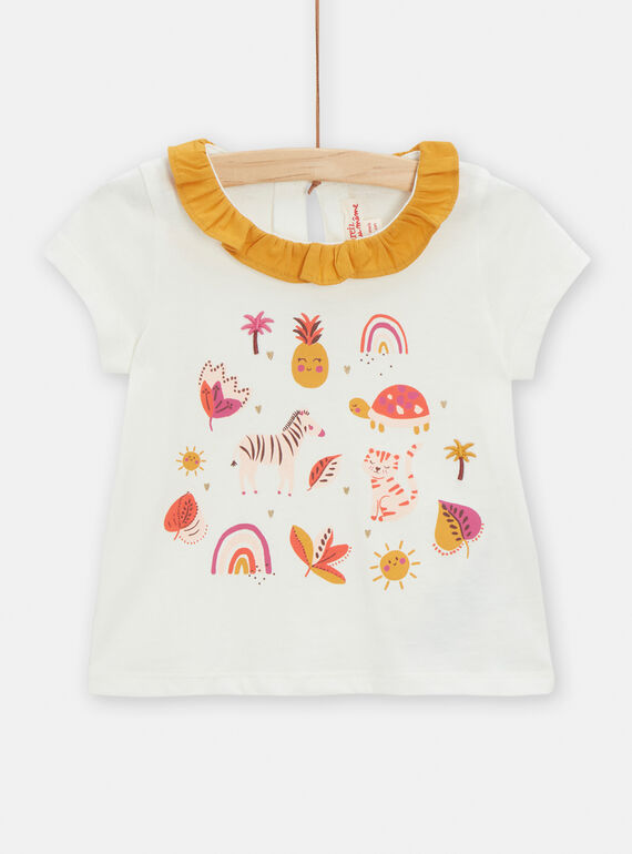 T-shirt ecrù con motivo fantasia neonata TILIBRA / 24SG09T1BRA001