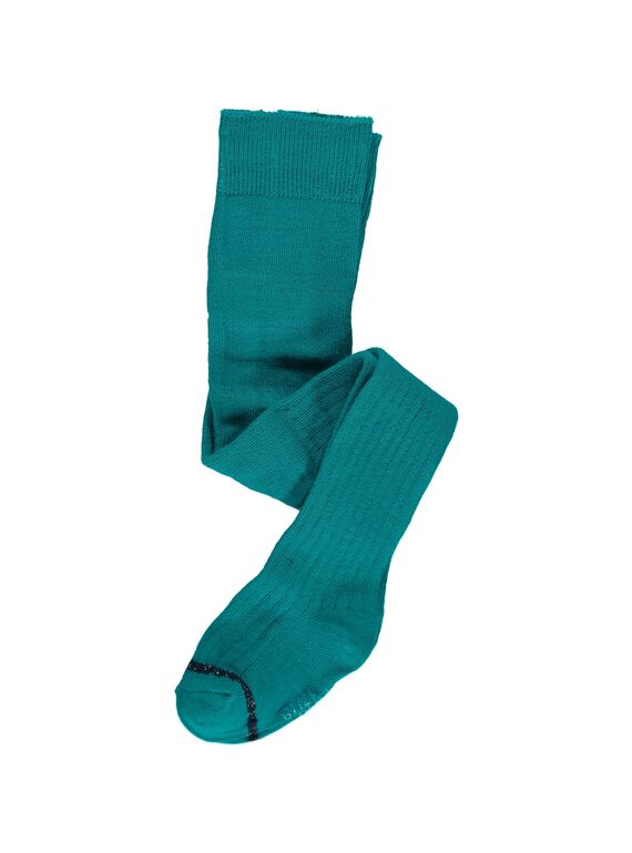 Baby girls' turquoise ribbed tights DYIJOCOL7 / 18WI09J2COLC217