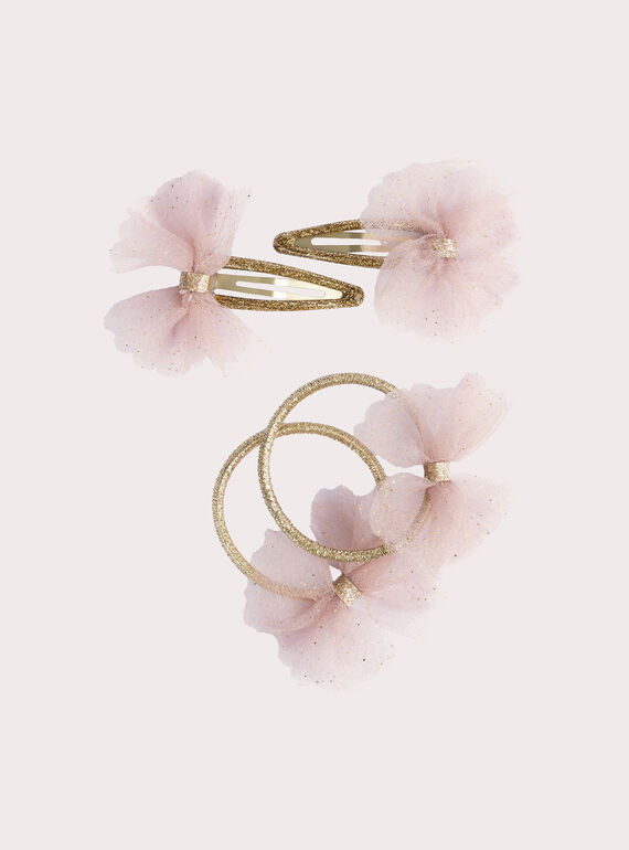 Lotto di elastici e barrette in tulle rosa per ragazza VYAJOELA9 / 24WI01L4ELAK008