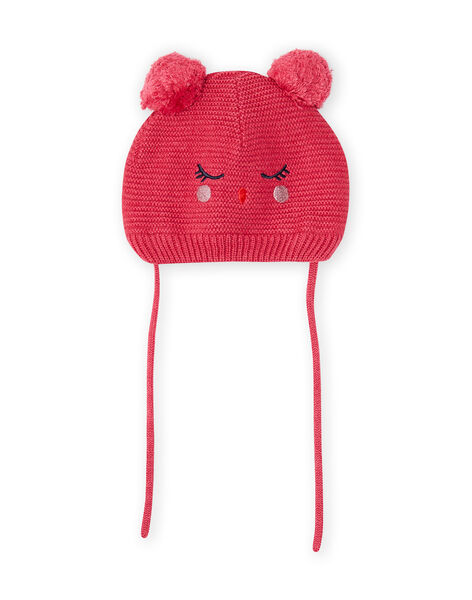 Berretto rosa vintage motivo gatto e pompon neonata MYIFUNBON / 21WI0966BOND332