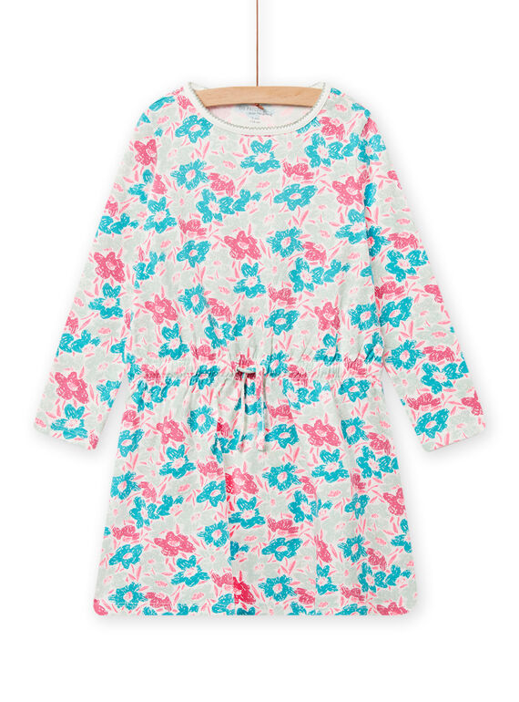 Camicia da notte ecrù con stampa a fiori bambina NEFACHUFLO / 22SH11G2CHN001