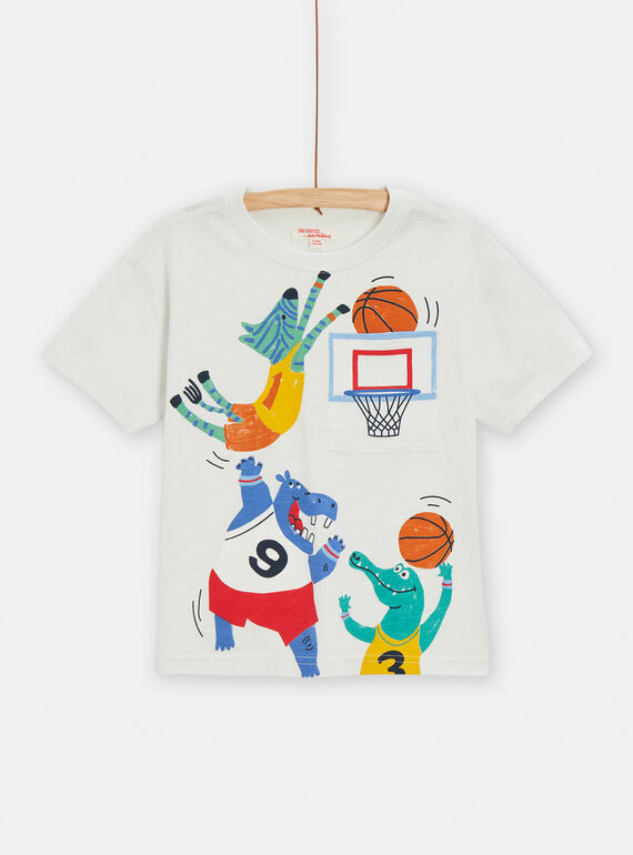 T-shirt bianca con motivo basket bambino TOCLUTI1 / 24S902O3TMC002