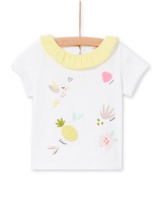 T-shirt bianca e gialla neonata LIBALBRA / 21SG09O1BRA000