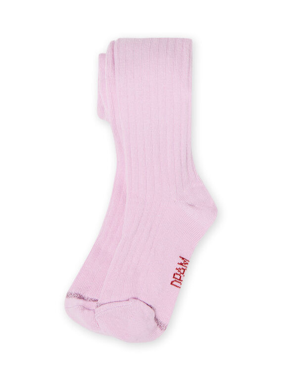 Collant tinta unita a costine rosa lilla bambina MYAJOCOL5 / 21WI011CCOLH700