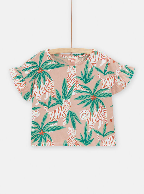T-shirt rosa con stampa tigri bambina TACOTI1 / 24S901N4TMCD329