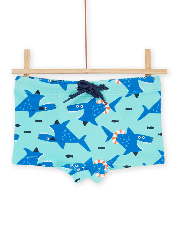 Costume shorts turchese con stampa squali RYOMERSHOREQ / 23SI02R2MAIC200