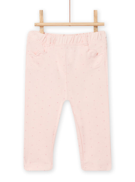Pantaloni rosa cipria a pois e tasche cuori neonata NIJOPAN2 / 22SG0963PAND327