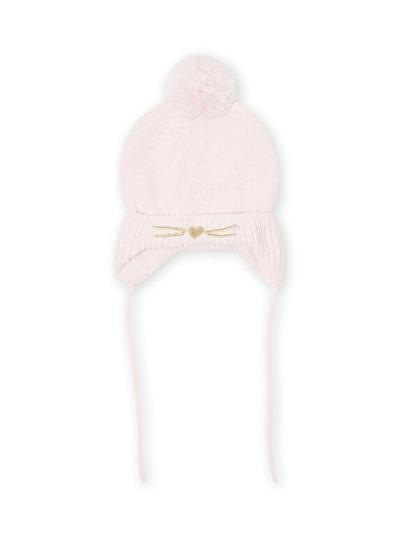Berretto rosa in maglia con pompon neonata MYIKABON / 21WI0952BON632