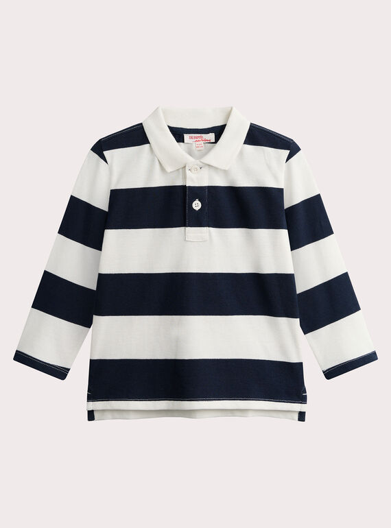 Polo a righe blu navy ed écru per bambino  VOJOPOL4 / 24W902G3POL002