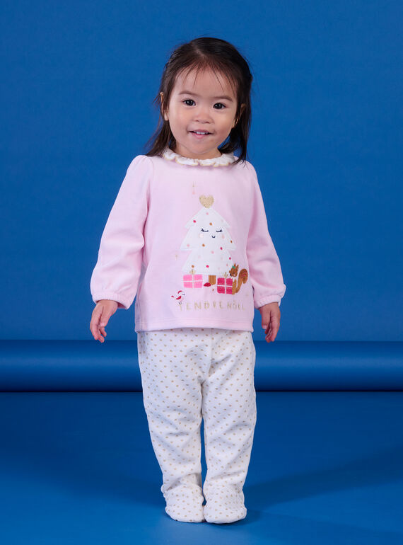 Pigiama natalizio rosa e bianco PEFIPYJNO / 22WH1371PYJD310