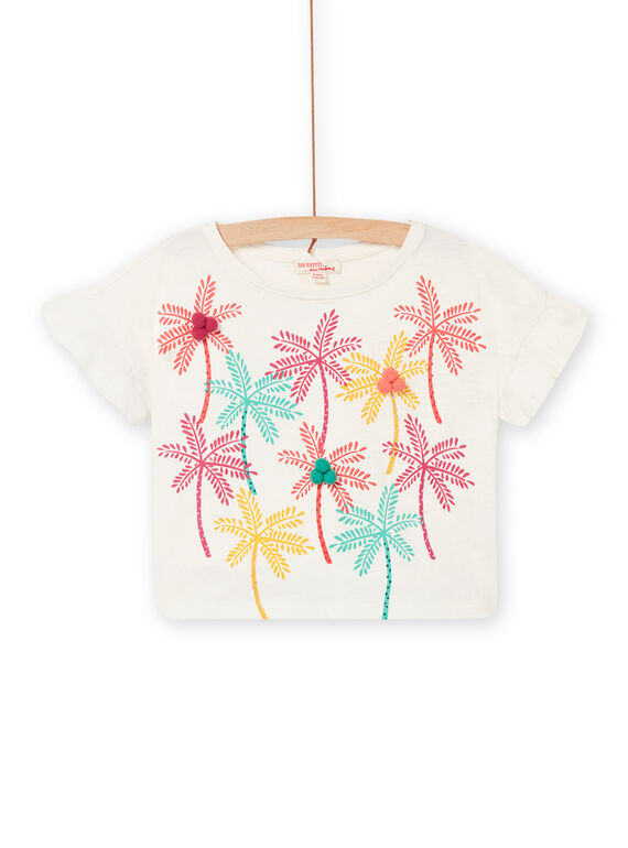 T-shirt motivi palme maniche corte ecrù bambina NAWATI2 / 22S901V3TMC001