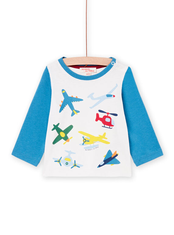 T-shirt maniche lunghe ecrù e blu PUGOTEE3 / 22WG10O2TML001