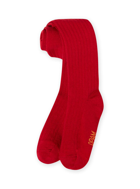 Collant tinta unita a costine rosso bambina MYAJOCOL2 / 21WI0119COL511