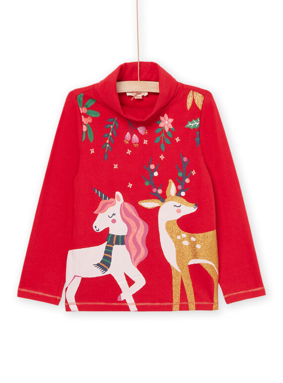 Dolcevita con stampa unicorno Natalizio e renne. PANOSOUP / 22W901V1SPLF529