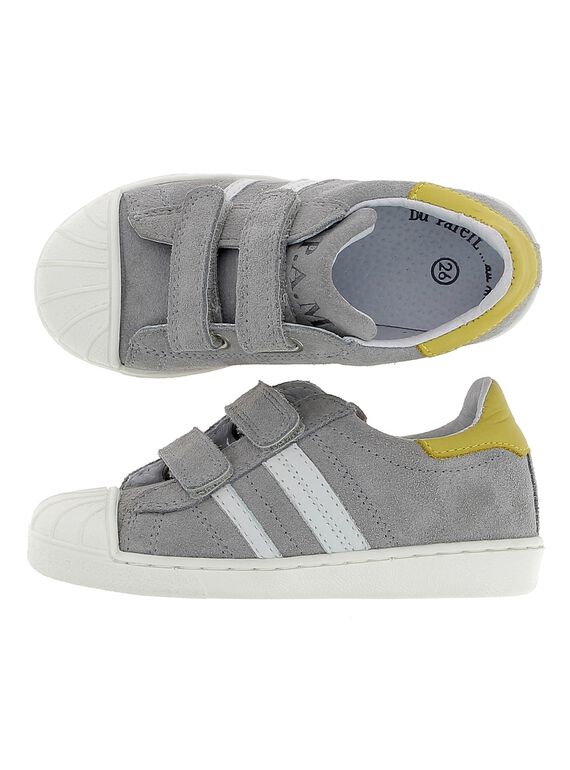 Boys' leather city trainers CGTENGREY / 18SK36W1D3G940