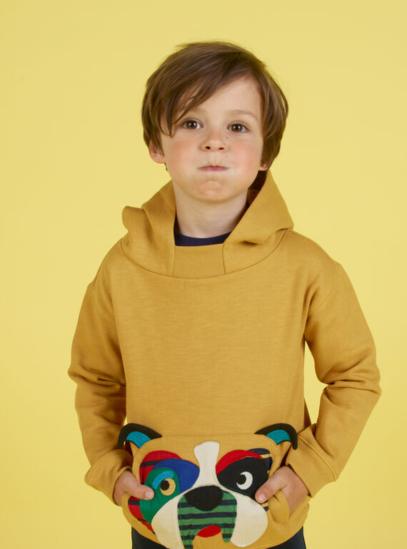 Felpa con cappuccio senape bambino MOMIXSWE / 21W902J1SWEB101