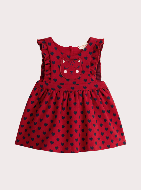 Abito rosso con stampa cuore per bambina  VIKOROB2 / 24WG0931ROB511