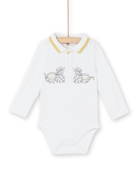 Body bianco con colletto stile polo neonato LOU1BOD5 / 21SF04H1BOD000