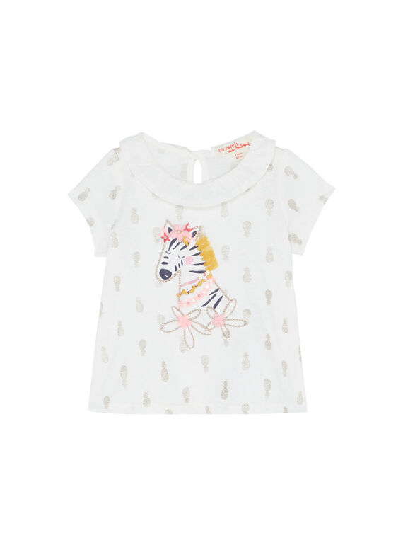 T-shirt con stampa ecrù neonata JIDUBRA / 20SG09O1BRA001