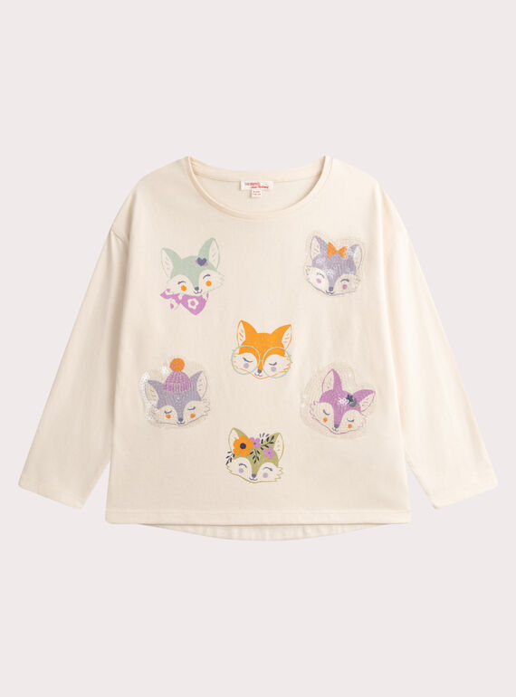 T-shirt con paillettes iridescenti e figura di volpe da bambina  VAPERTEE3 / 24W901R2TML005