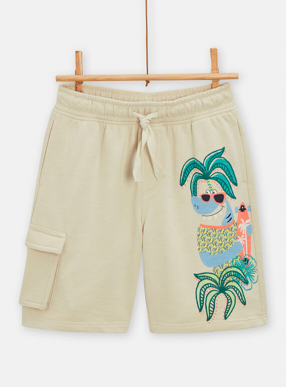 Bermuda beige con motivo squalo fantasia bambino TORYBER4 / 24S902U4BERA016