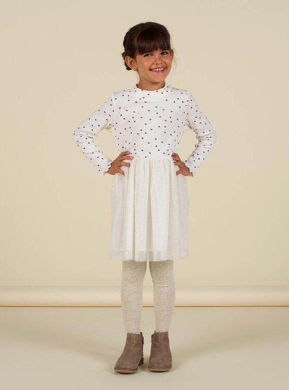 Abito bimateriale in jersey a costine e tulle bambina MAHIROB2 / 21W901U1ROB006