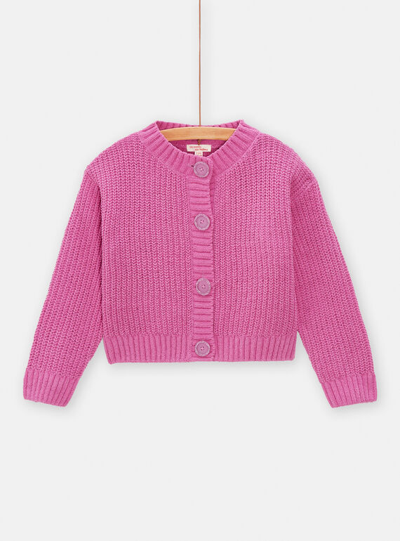 Cardigan bambina rosa petunia in maglia TAJOCAR2 / 24S90183CAR310
