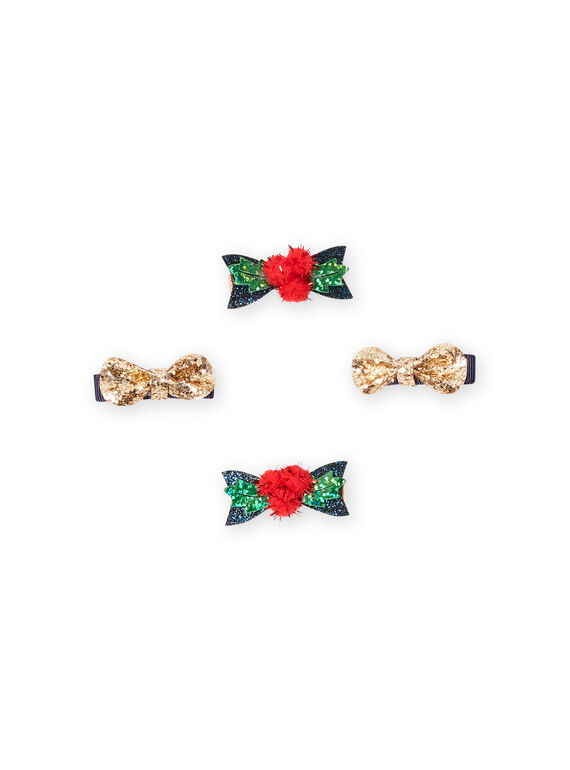 Set 4 fermagli di Natale assortiti bambina MYANOCLIC1 / 21WI01T8BRT955