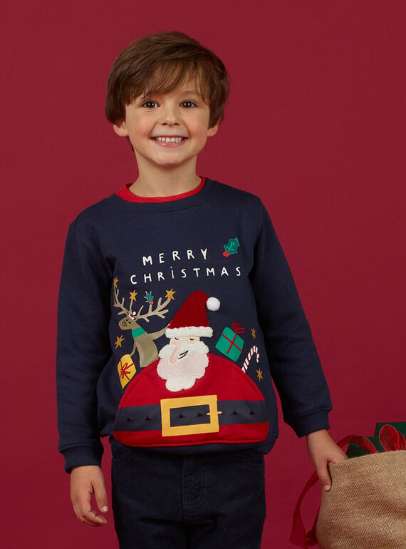 Felpa di Natale navy bambino MONOSWE / 21W902Q1SWE705