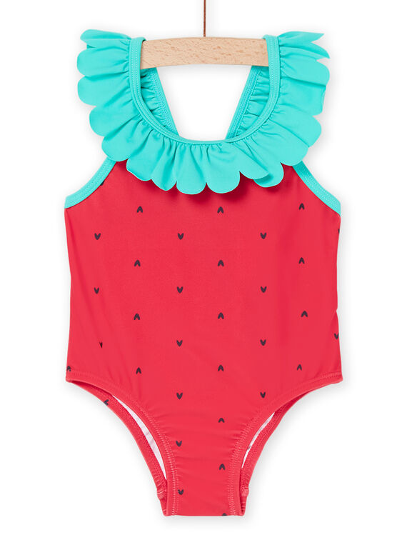 Costume intero rosso fragola con stampa cuori RYIMER1 / 23SI09RAMAIF515