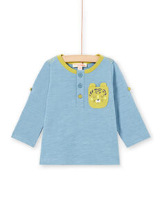 T-shirt blu a maniche lunghe rimboccabili neonato MUJOTUN1 / 21WG1021TML020