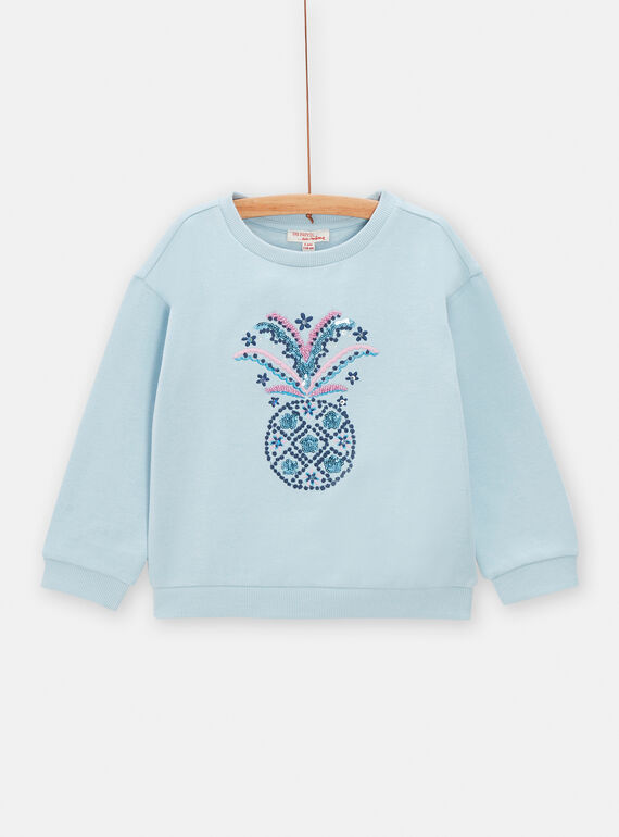 Felpa bambina azzurra con stampa ananas TADESWEA / 24S901J1SWE213