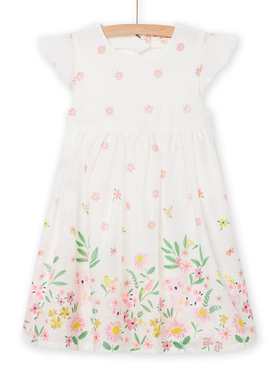 Abito ecrù con stampa a fiori bambina NASOROB4 / 22S901Q1ROB001