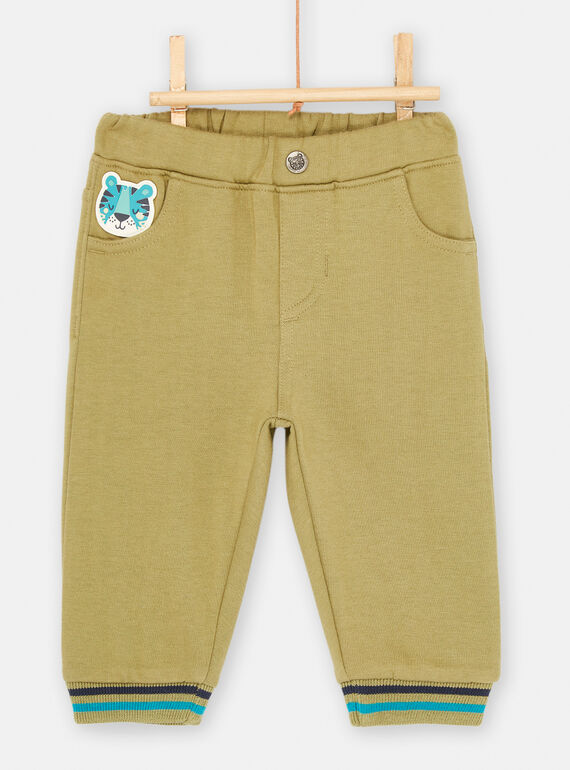 Pantaloni verde kiwi con motivi animali neonato SUDUPAN1 / 23WG10P1PAN617