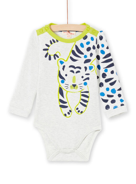Body ecrù melange e verde neonato MUKABOD / 21WG10I1BOD006