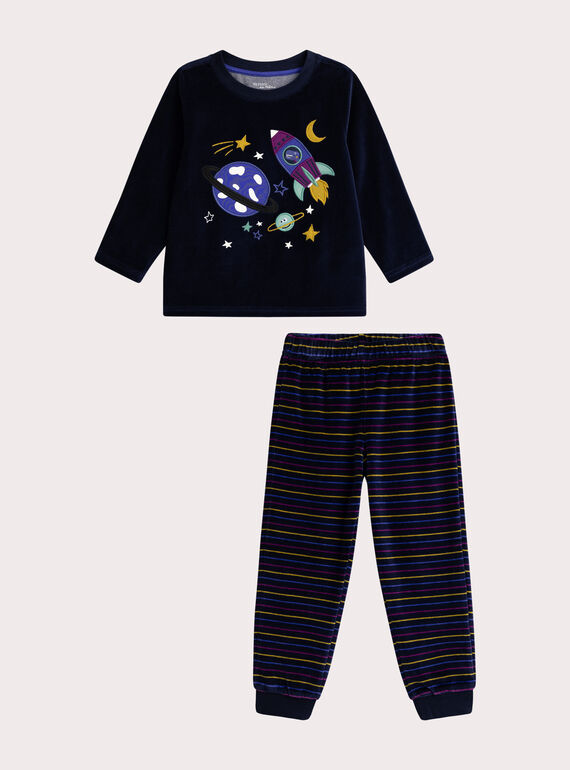 Pigiama in velluto fosforescente con animazione spaziale per bambini  VEGOPYJSPA / 24WH1297PYJ705