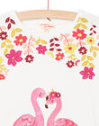 T-shirt ecrù e motivi fenicotteri rosa e fiori bambina NAFLATI2 / 22S901R1TMC001