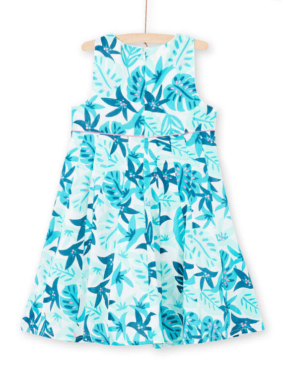 Abito bianco e blu con stampa foglie bambina LAVEROB3 / 21S901Q1ROB001