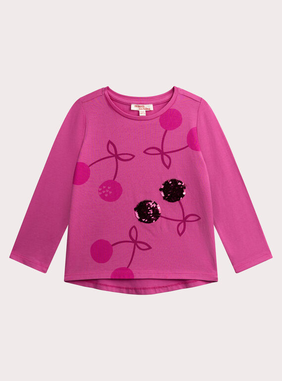 T-shirt rosa stampa ciliegia per ragazza  VAJOYTEE4 / 24W901I2TML030