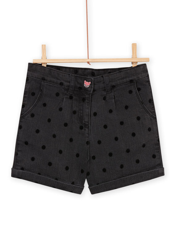 Shorts in jeans con stampa a pois in flock PARHUSHORT / 22W901Q1SHO941