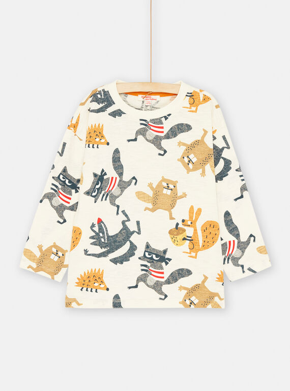 T-shirt panna e marrone con stampa animalier SOLOTEE2 / 23W902R2TMLA002