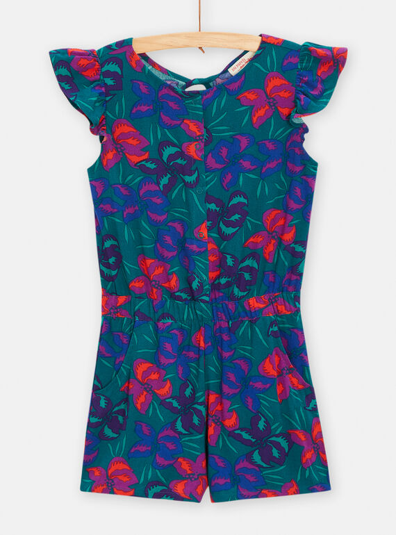 Tuta corta verde con stampa a fiori bambina TAMUMCOMB1 / 24S901R1SAC714