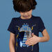 T-shirt blu notte motivo scarabeo con paillettes double face bambino