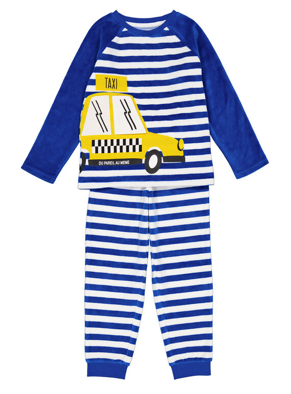 Pigiama blu a righe in velluto bambino GEGOPYJRAY / 19WH12N9PYJ217