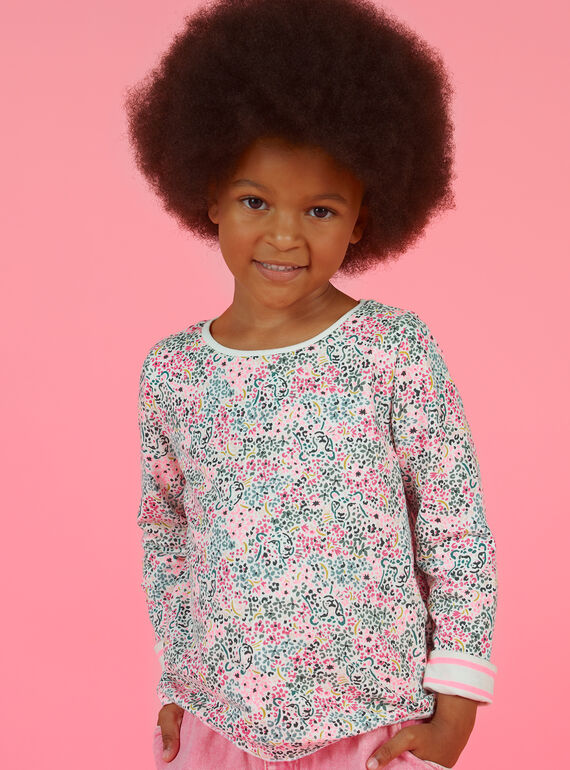 T-shirt a maniche lunghe double face bambina MAKATEE1 / 21W901I4TML001