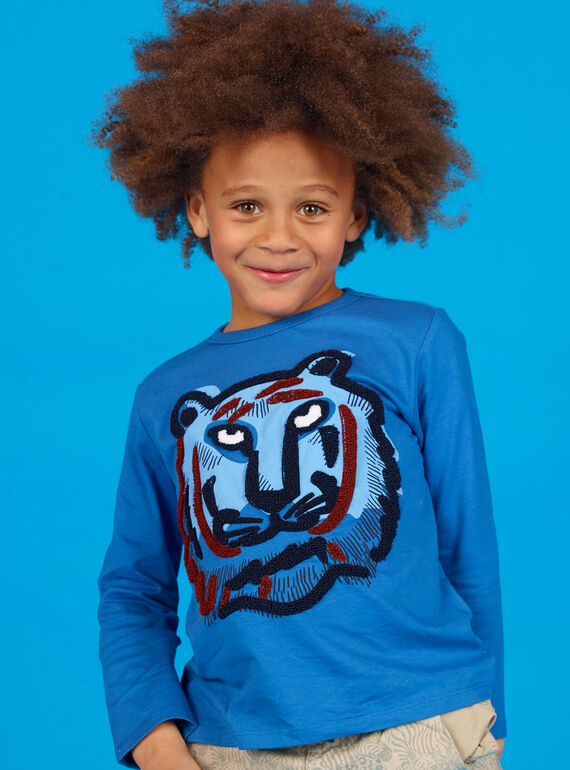 T-shirt blu in cotone bambino LOBLETEE2 / 21S902J3TML702