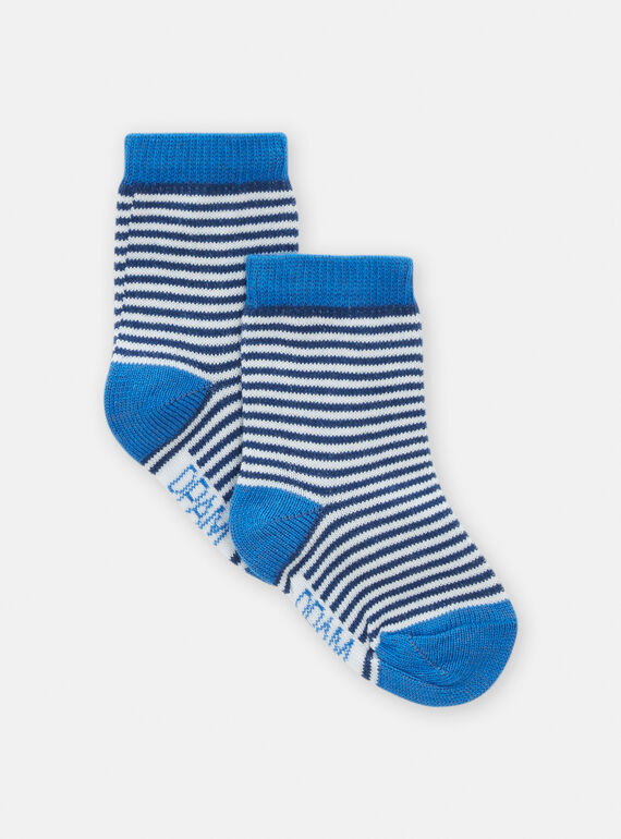 Calze neonato blu inchiostro e bianche con stampa a righe TYUJOCHO3 / 24SI1088SOQC214